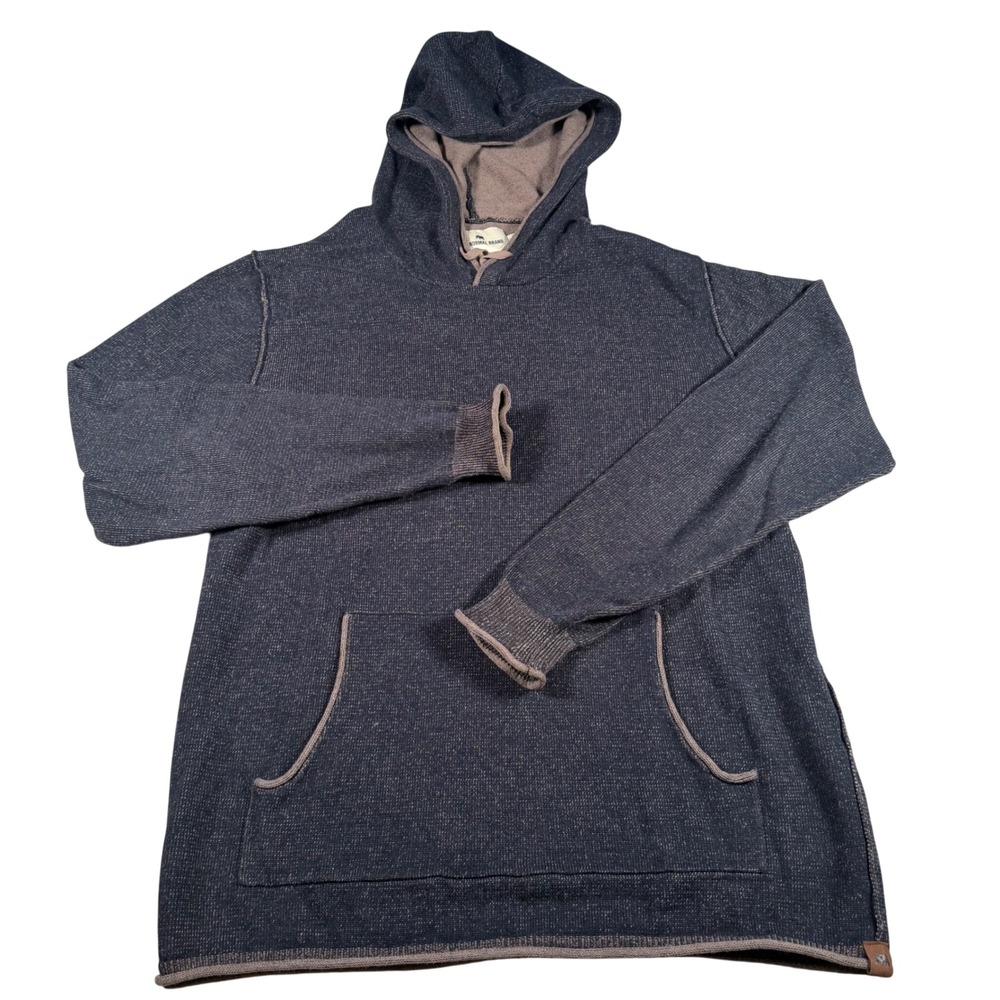 Normal Brand Jimmy Sweater Hoodie Mens Large Blue Textured Knit Cotton Pullover